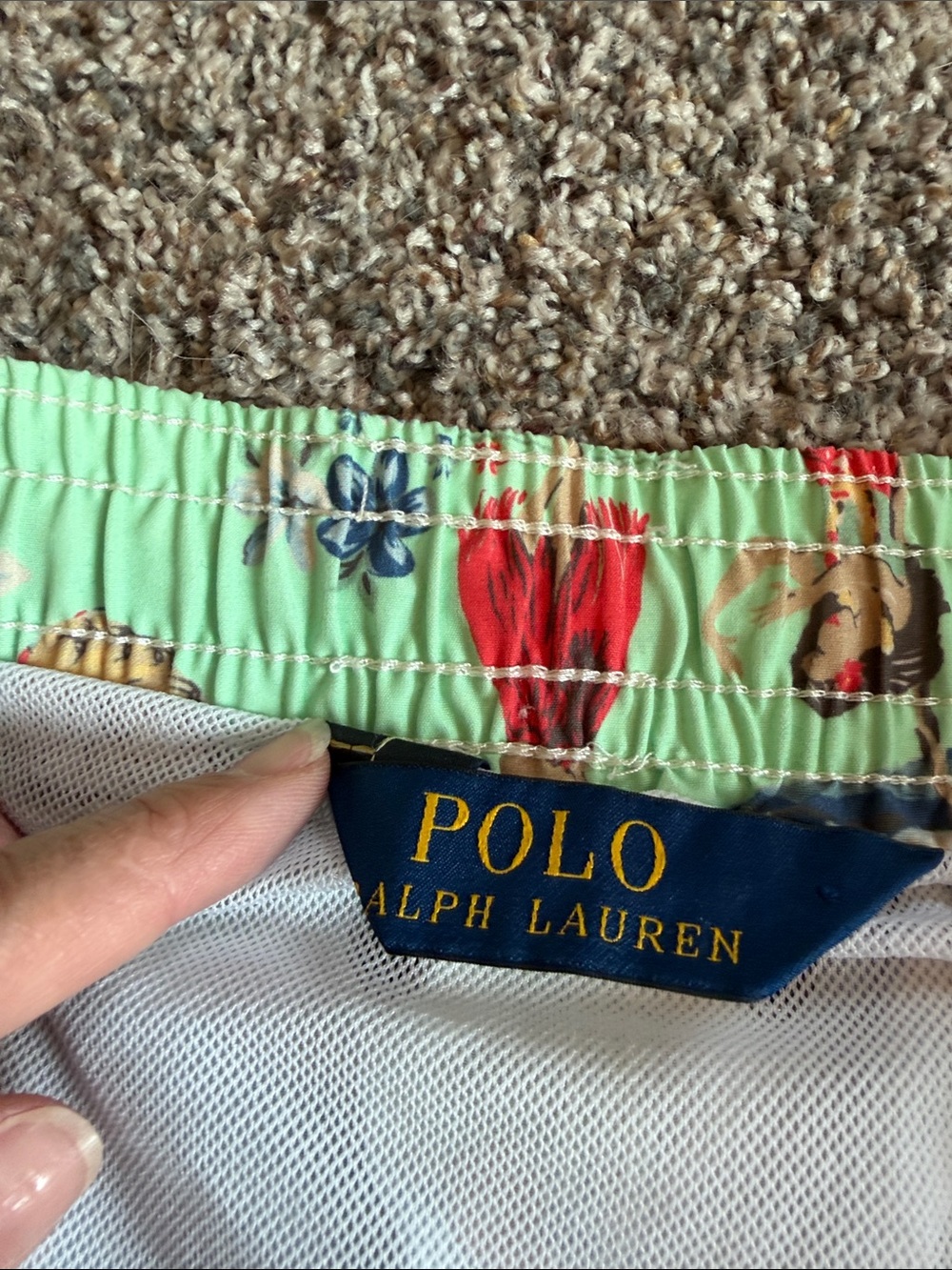 Polo by Ralph Lauren Mint Hawaiian Print Swim Shorts - Picture 3 of 7